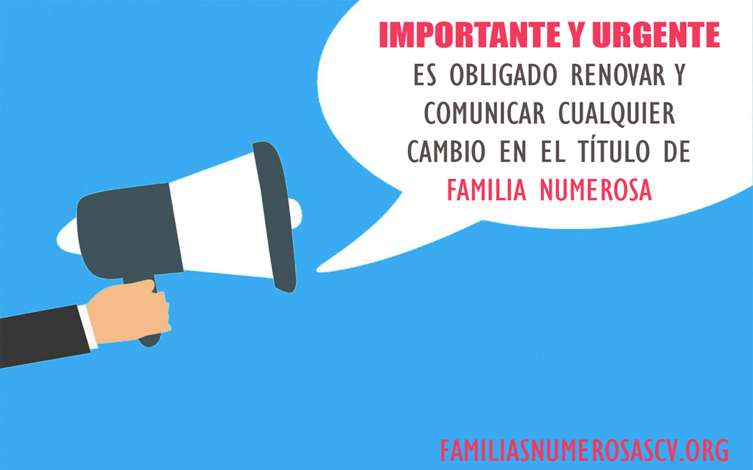 renovar, título, familia numerosa, cambios